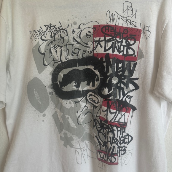 Vintage Ecko Rhino Unltd Graffiti Changed My Life Graphic White Tee Y2K size L - Picture 2 of 7